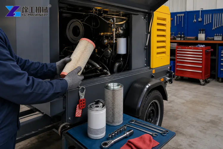 DTH Drilling Machine Compressor Maintenance