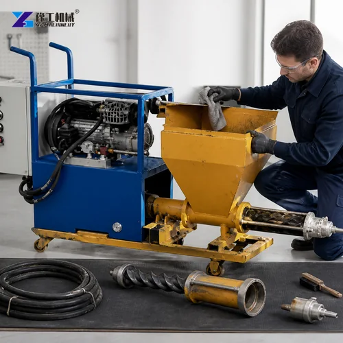 Cement Plaster Spray Machine Cleaning