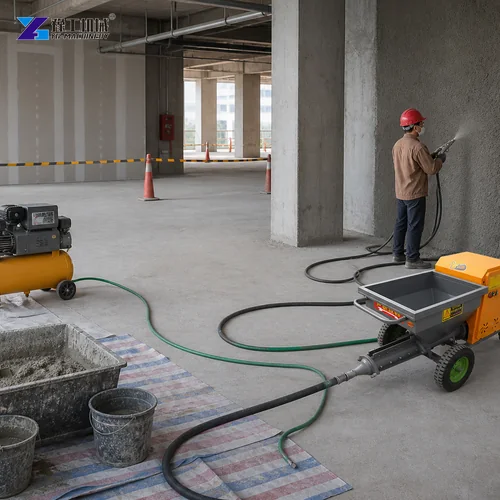 Cement Spraying Machine Work System