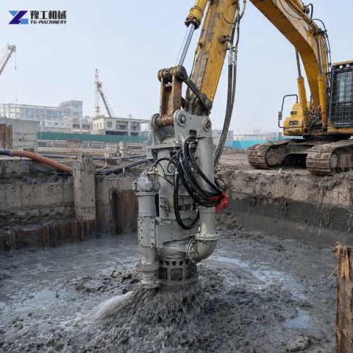 Excavator Dredge Pump Handling Slurry at a Construction Site