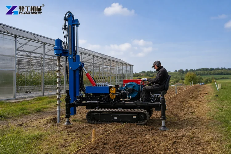 Helical Pile Driver Greenhouse
