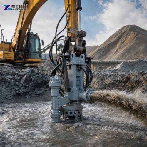 Hydraulic Dredge Pump Transporting Slurry at a Mining Site