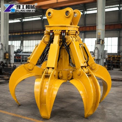 Orange Peel Grab Bucket Displayed Inside a Machinery Factory
