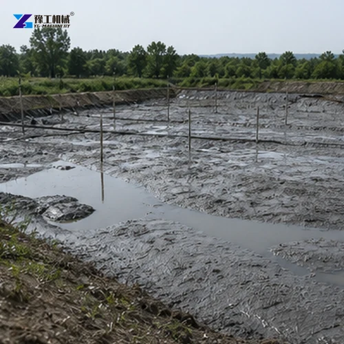 Pond dewatering pipeline and discharge setup