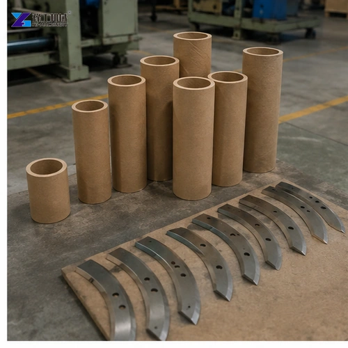 Operator loading paper cores during slitter changeover