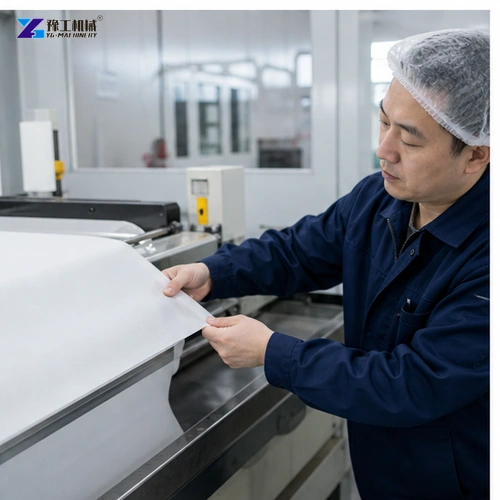 Finished nonwoven rolls aligned for diameter and edge inspection