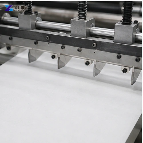 Circular slitting knives cutting supported nonwoven fabric web