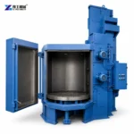 Turntable Shot Blasting Machine Blue Turntable Shot Blasting Machine With Open Door And Circular Worktable