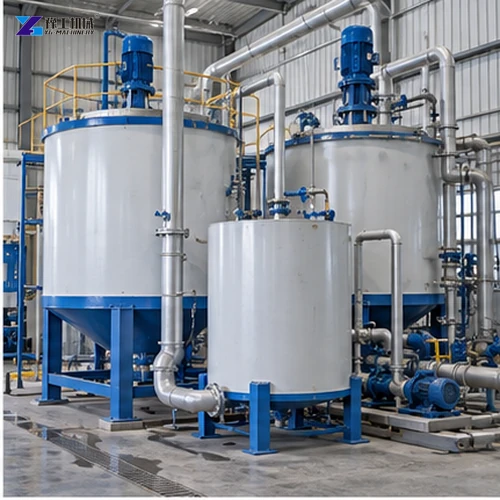Pulp preparation tanks and pumps connected by stainless process piping