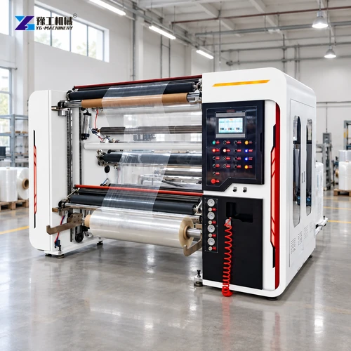 Film slitting machine processing transparent packaging film