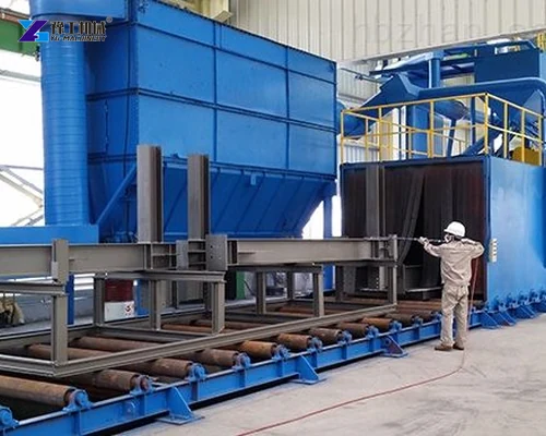 steel shot blasting conveyor line