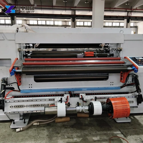 Operator side controls and roller section of a slitting machine