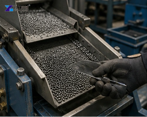 Separator tray showing circulating steel shot condition