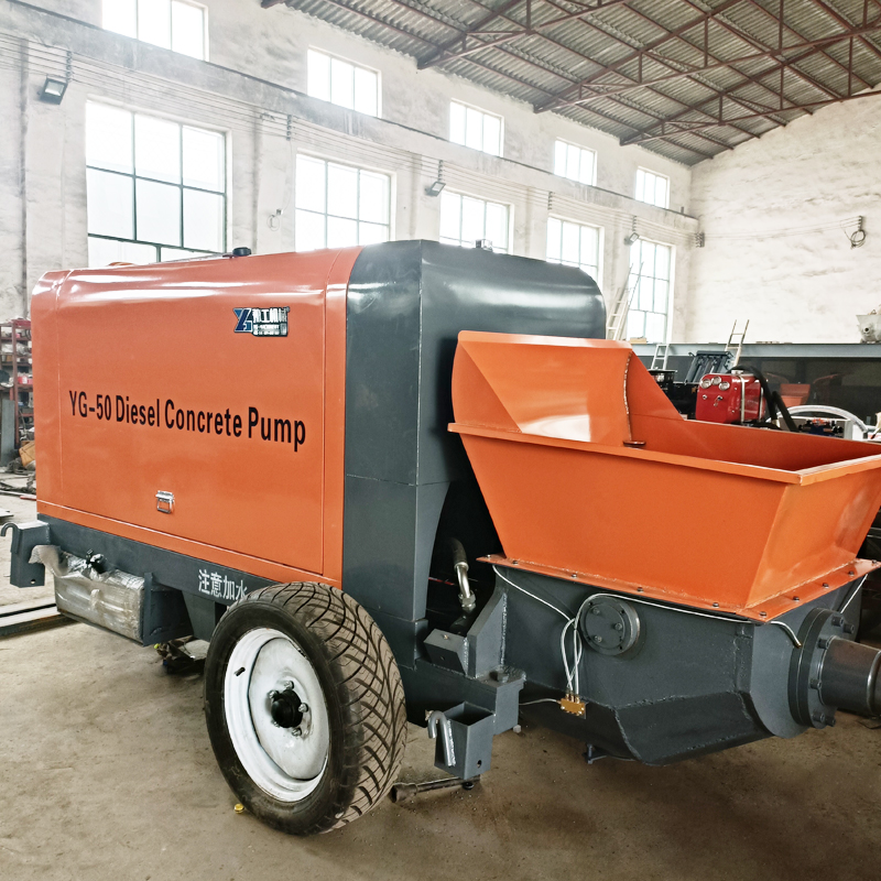 YG-50 diesel concrete pump with receiving hopper and large pump body