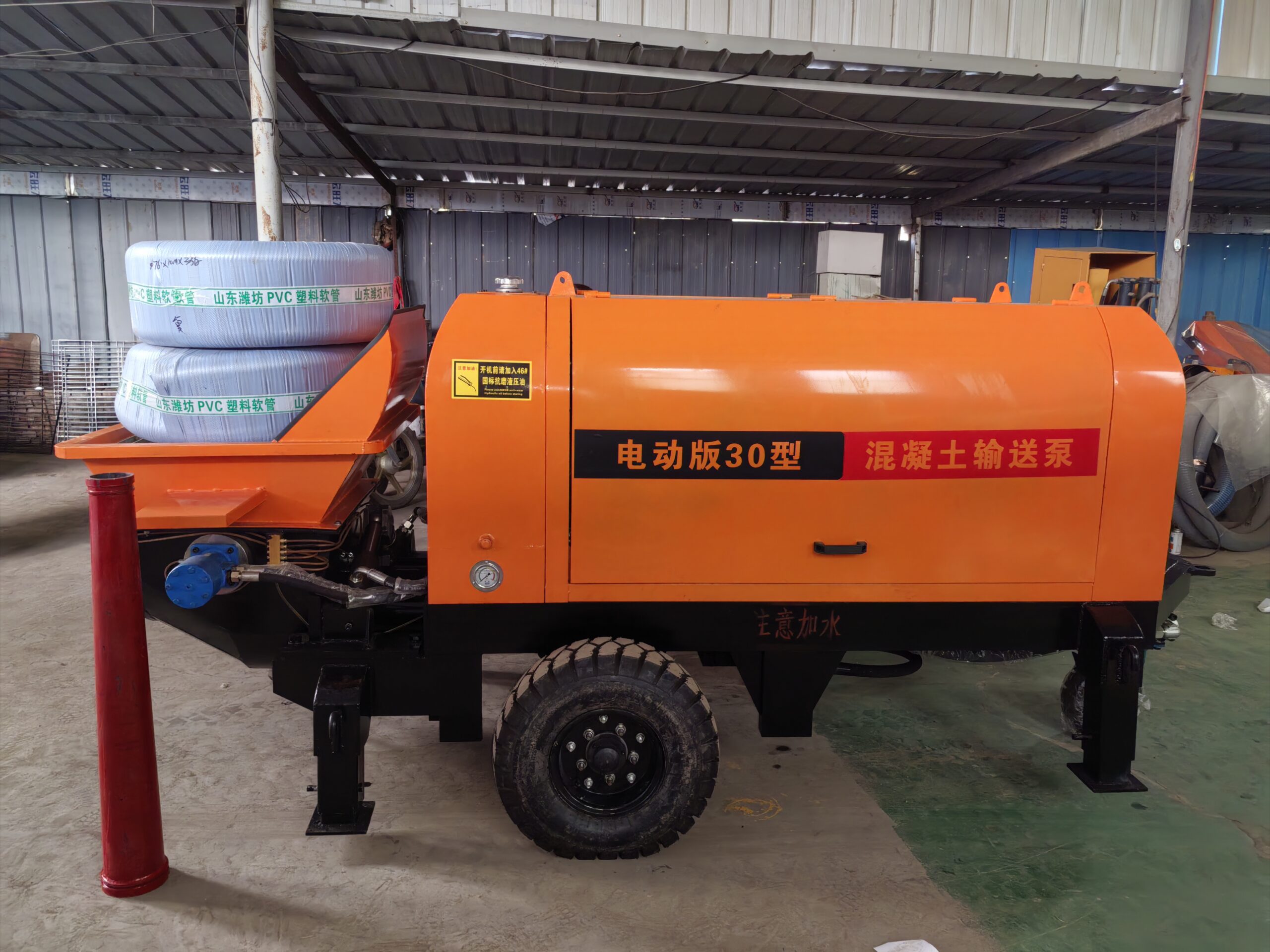 YG-30 electric concrete pump viewed from the control side