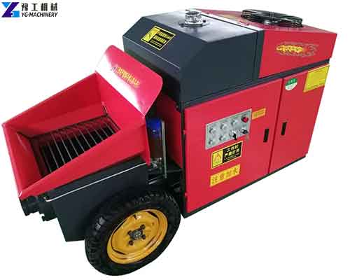 Red YG mini concrete pump on white background