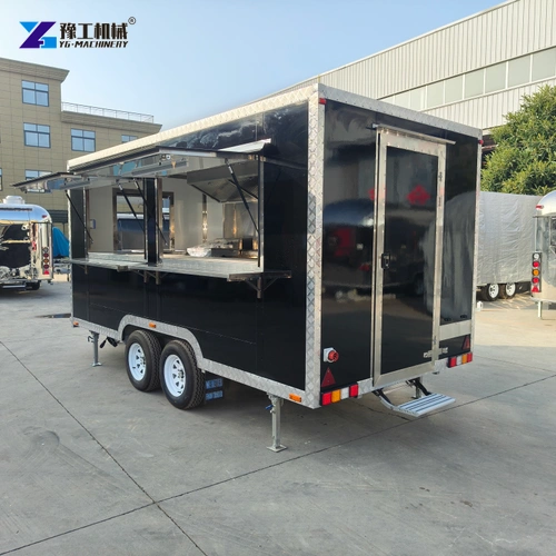 Open Sales Side Of A Twin Axle Catering Trailer In A Yard