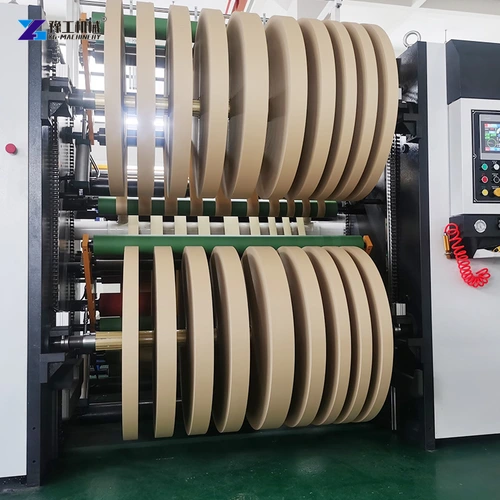Narrow paper rolls arranged across upper and lower winding shafts