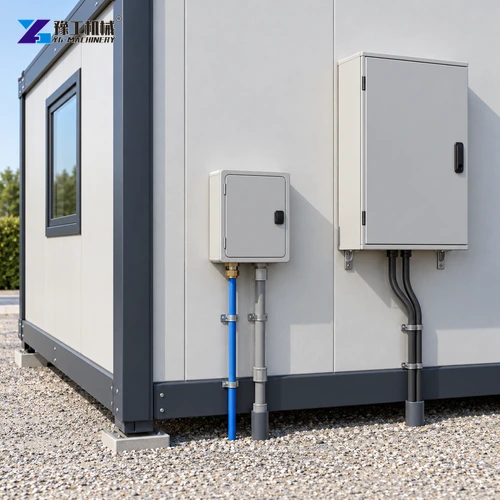 Modular building exterior service boxes