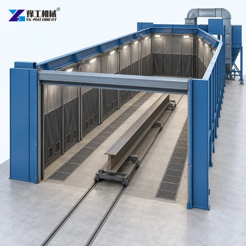Blast room steel beam trolley route