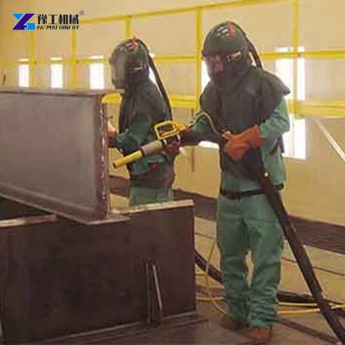 Steel surface preparation in blast room