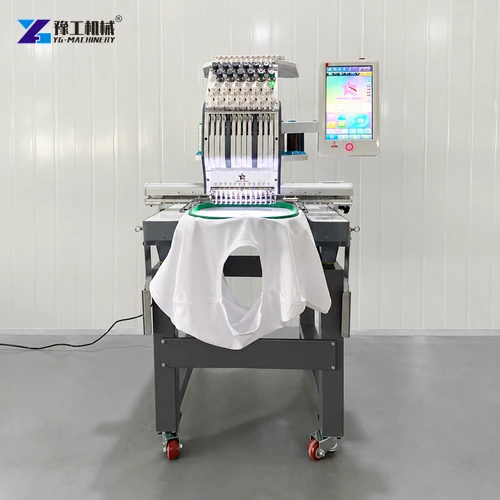 Multi needle embroidery machine with garment