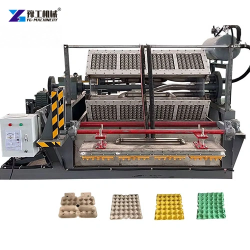 Egg tray forming machine with rotary molds and control cabinet