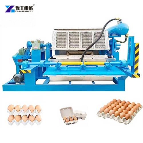Blue egg tray molding machine with forming drum and transfer assembly