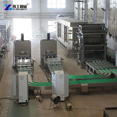Paper pulp packaging production equipment with transfer conveyors