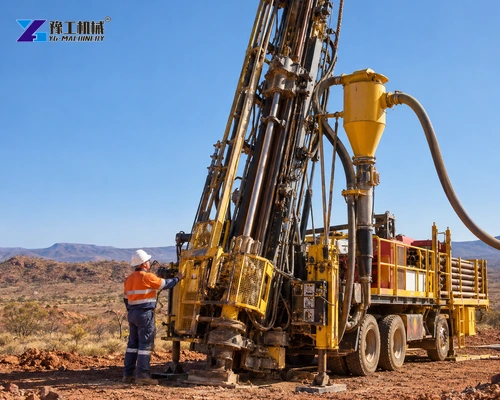 Illustration: Crew checks the access route and sample-handling area before drilling.