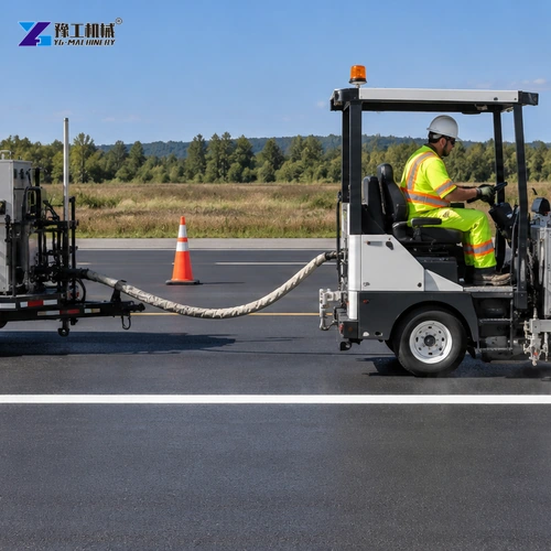 Illustration: Pavement is swept before checking adhesion and stripe appearance.